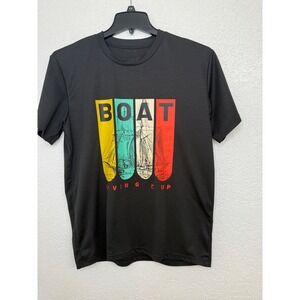 SHEIN‎ Men Black Boat Sailboat Graphic TShirt